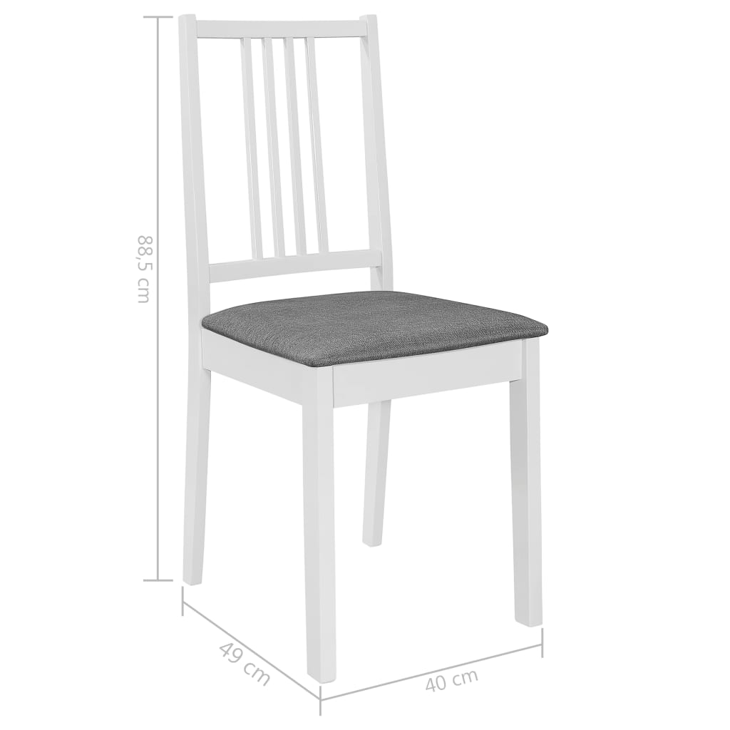 Sedie da Pranzo con Cuscini 2 pz Bianche in Legno Massello | homemem39