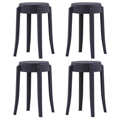 Stackable Stools 4 pcs Black in Plastic