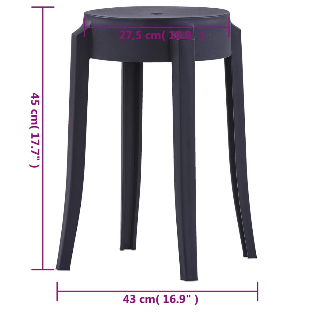 Stackable Stools 4 pcs Black in Plastic