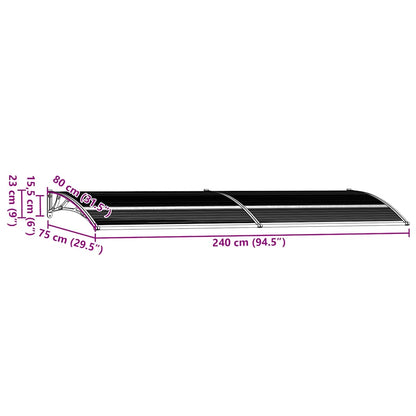 Pensilina per Porta Nera 240x75 cm in PC - homemem39