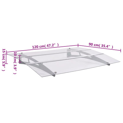 Silver and Transparent Door Canopy 120x90 cm Polycarbonate