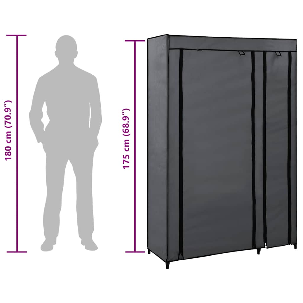 Armadio Pieghevole Grigio 110x45x175 cm in Tessuto - homemem39