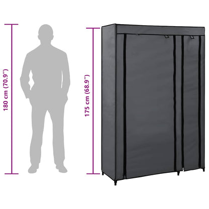 Armadio Pieghevole Grigio 110x45x175 cm in Tessuto