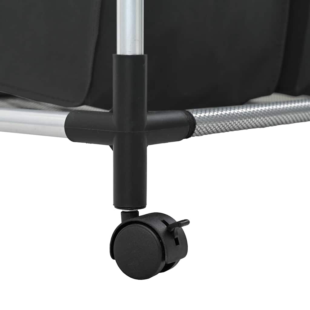 Portabiancheria con 3 Sacchi in Acciaio Nero - homemem39