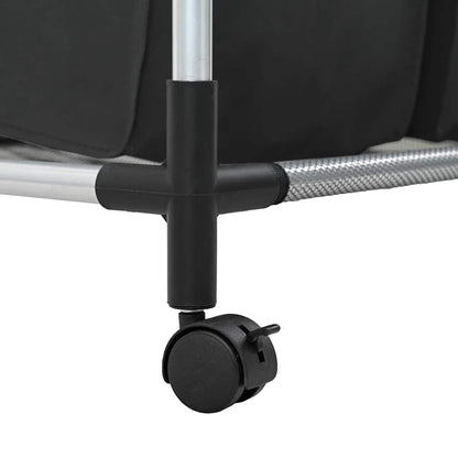 Portabiancheria con 3 Sacchi in Acciaio Nero - homemem39