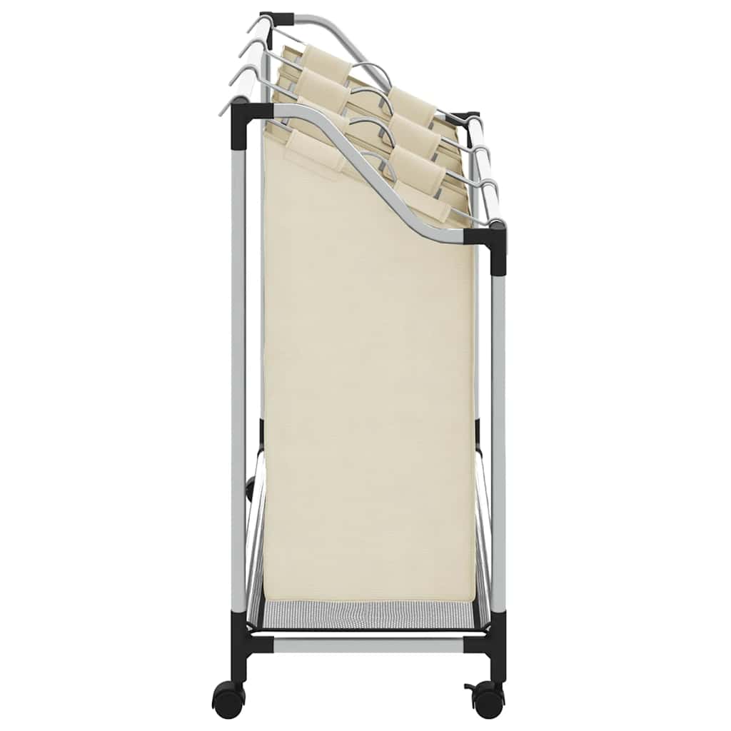 Portabiancheria con 3 Sacchi Crema in Acciaio - homemem39