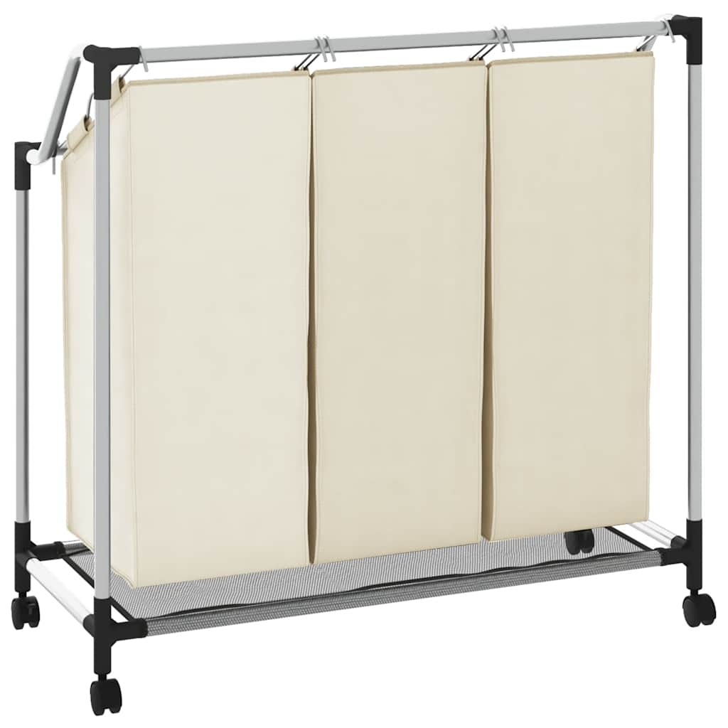 Portabiancheria con 3 Sacchi Crema in Acciaio - homemem39