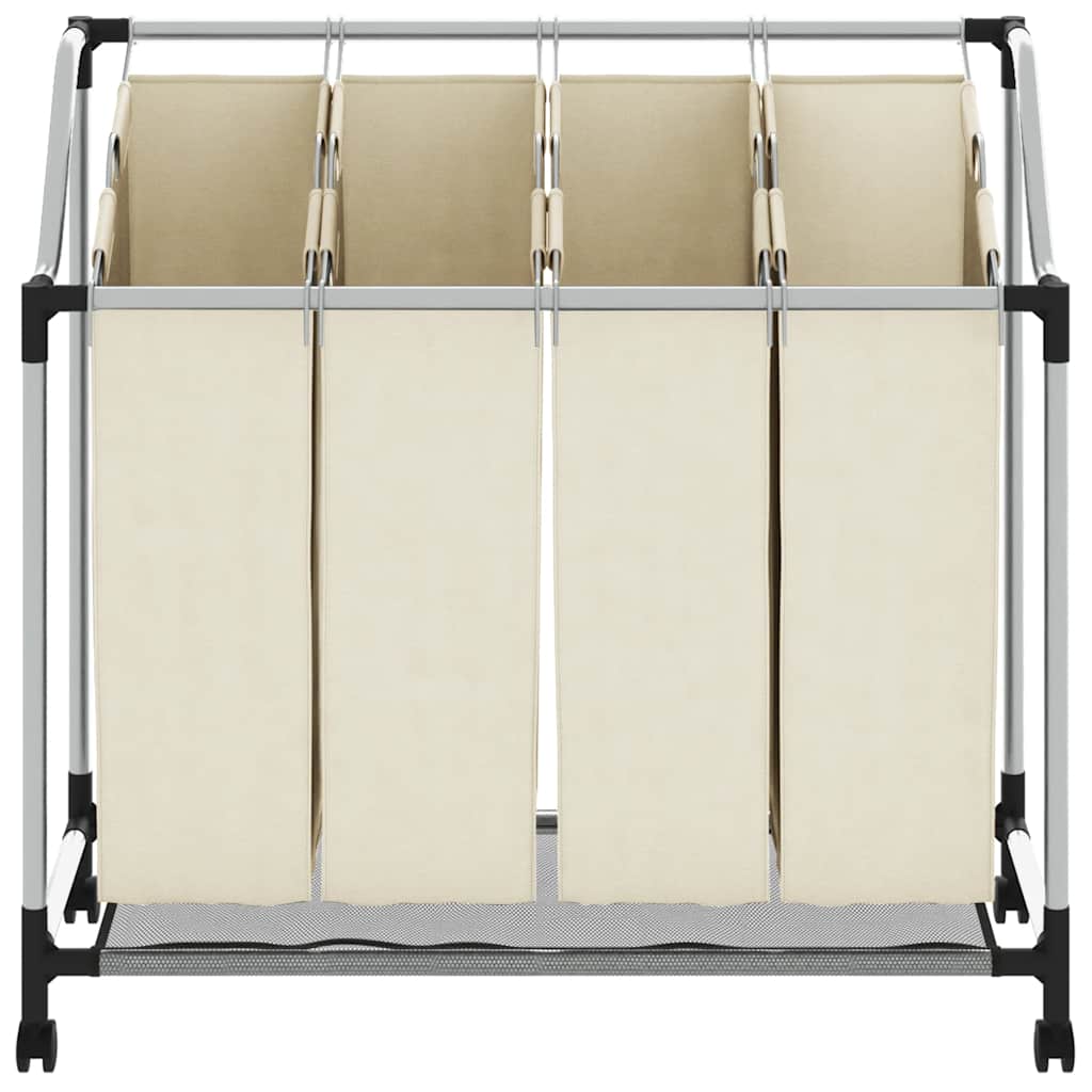 Portabiancheria con 4 Sacchi Crema in Acciaio - homemem39