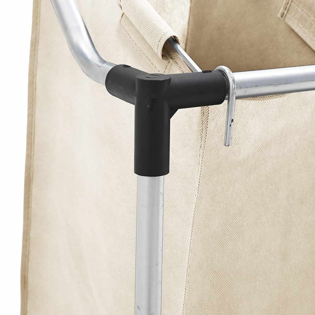 Portabiancheria con 4 Sacchi Crema in Acciaio - homemem39