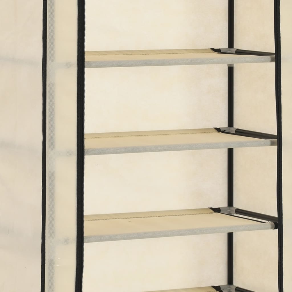 Scarpiera con Rivestimento in Tessuto Crema 57x29x162 cm - homemem39