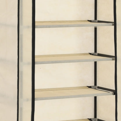 Scarpiera con Rivestimento in Tessuto Crema 57x29x162 cm - homemem39