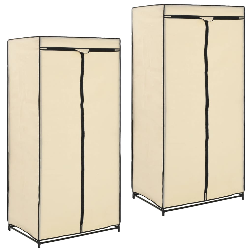 Kleiderschrank 2 Stk. Creme 75x50x160 cm