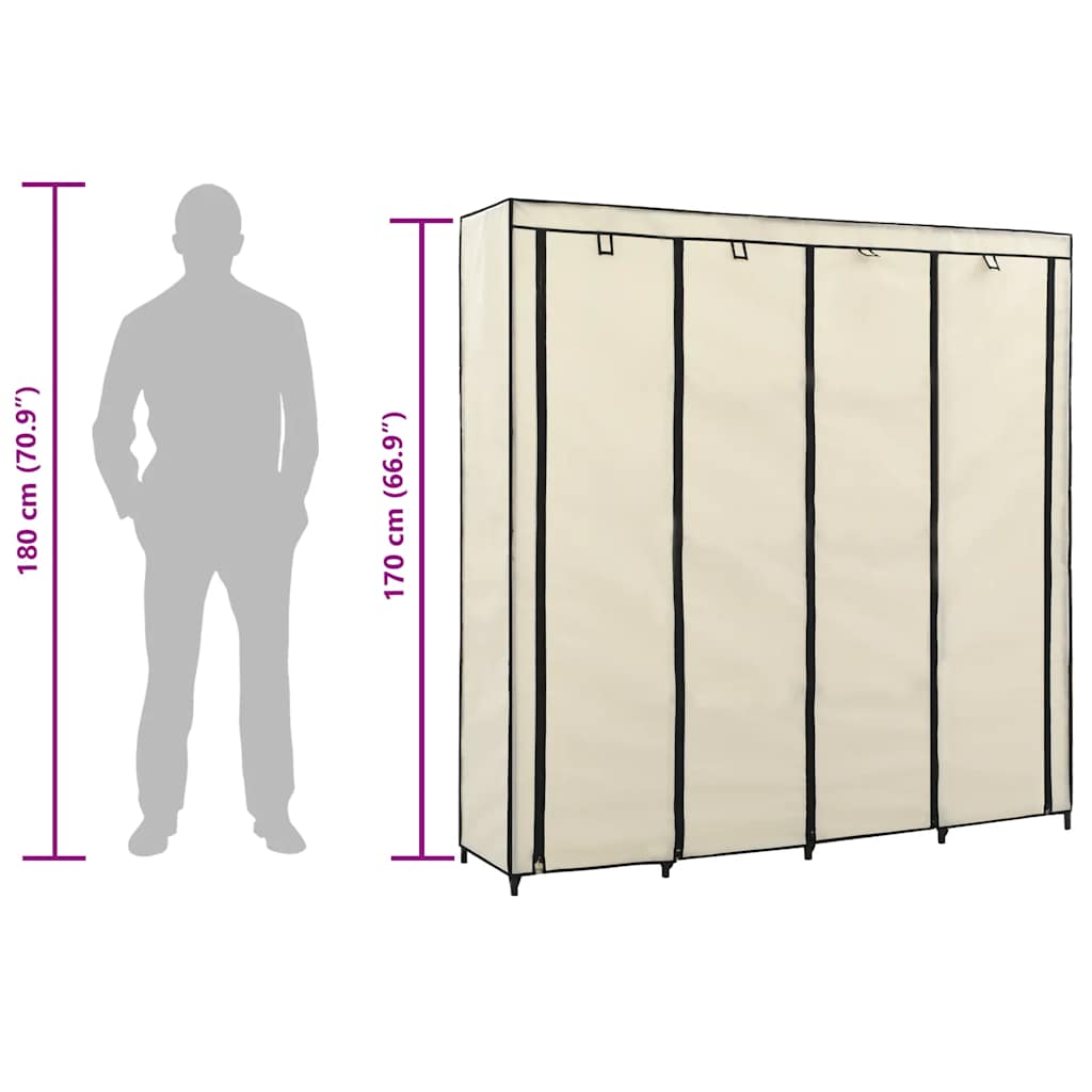 Guardaroba con 4 Scomparti Crema 175x45x170 cm | homemem39