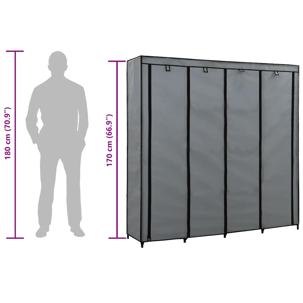 Guardaroba con 4 Scomparti Grigio 175x45x170 cm | homemem39