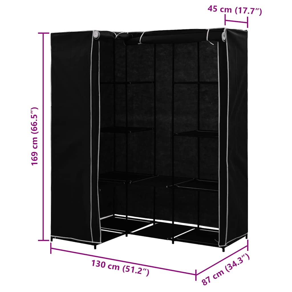 Armadio Angolare Nero 130x87x169 cm | homemem39