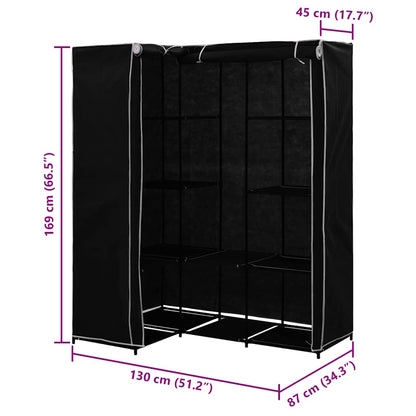 Armadio Angolare Nero 130x87x169 cm | homemem39