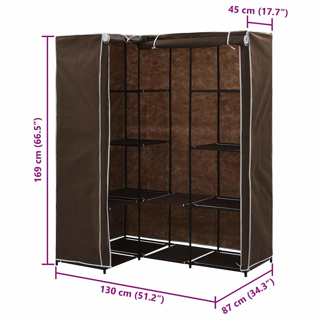 Armadio Angolare Marrone 130x87x169 cm | homemem39