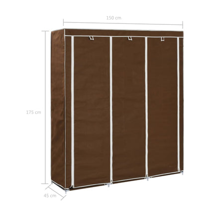 Armadio con Scomparti e Aste Marrone 150x45x175 cm in Tessuto - homemem39
