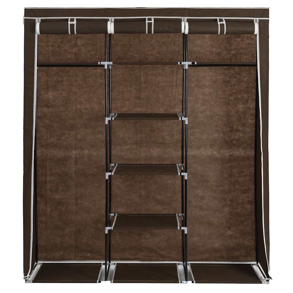 Armadio con Scomparti e Aste Marrone 150x45x175 cm in Tessuto | homemem39