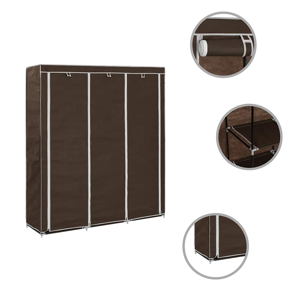 Armadio con Scomparti e Aste Marrone 150x45x175 cm in Tessuto | homemem39