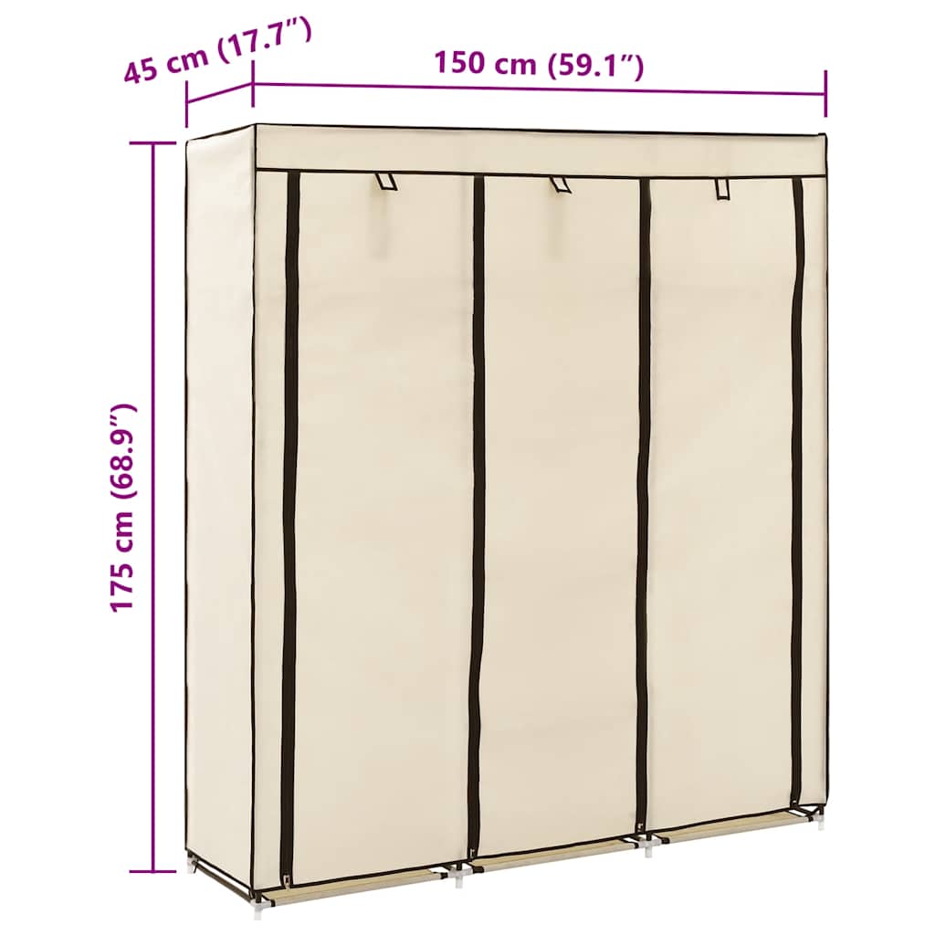 Armadio con Scomparti e Aste Crema 150x45x175 cm in Tessuto | homemem39