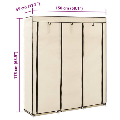 Armadio con Scomparti e Aste Crema 150x45x175 cm in Tessuto | homemem39