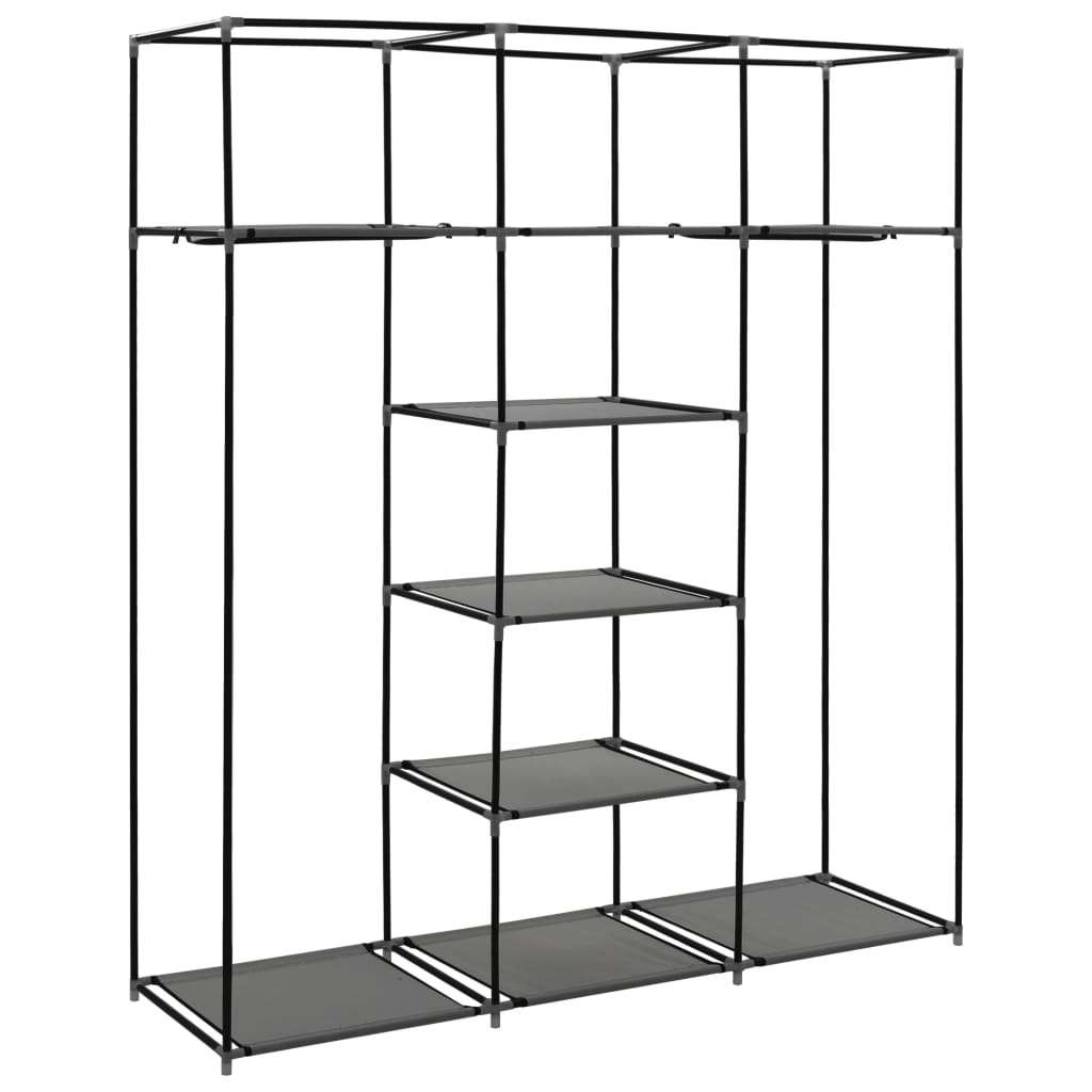 Armadio con Scomparti e Aste Grigio 150x45x175 cm in Tessuto - homemem39