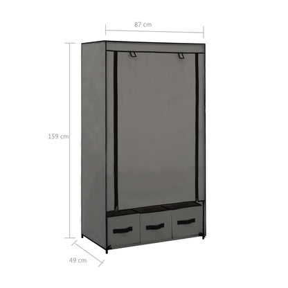 Armadio Grigio 87x49x159 cm in Tessuto - homemem39
