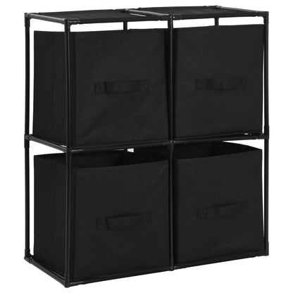 Armadietto con 4 Cesti in Tessuto Nero 63x30x71 cm Acciaio | homemem39