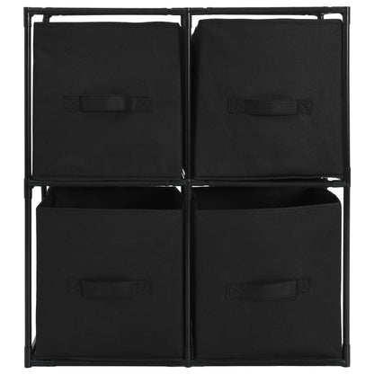 Armadietto con 4 Cesti in Tessuto Nero 63x30x71 cm Acciaio - homemem39