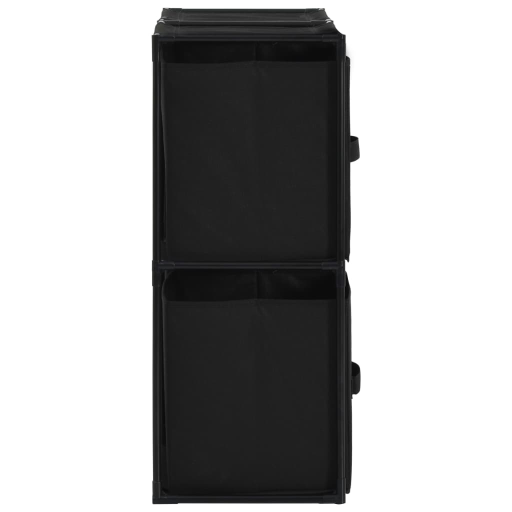 Armadietto con 4 Cesti in Tessuto Nero 63x30x71 cm Acciaio | homemem39