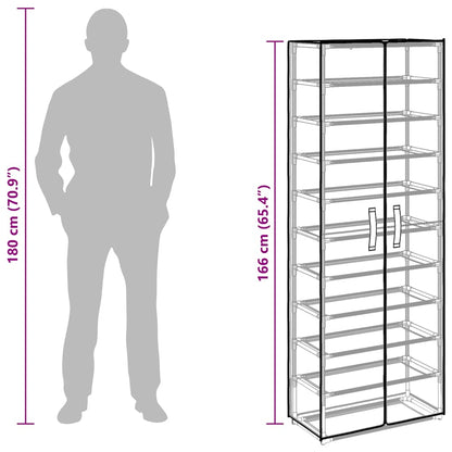 Scarpiera Nera 60x30x166 cm in Tessuto