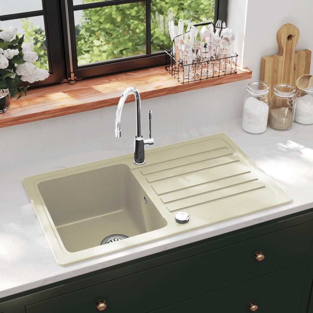 Lavello da Cucina in Granito Vasca Singola Beige | homemem39