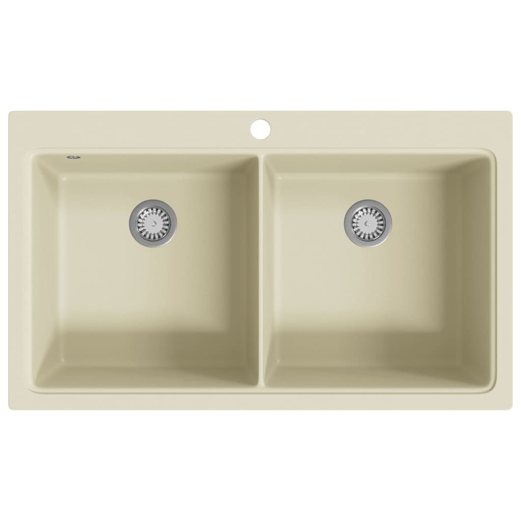 Lavello da Cucina in Granito Vasca Doppia Beige - homemem39