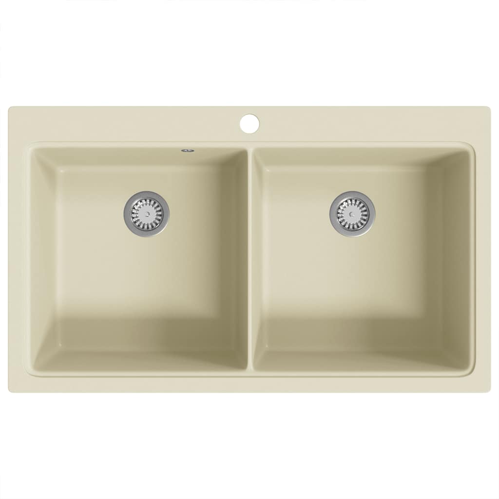Lavello da Cucina in Granito Vasca Doppia Beige | homemem39