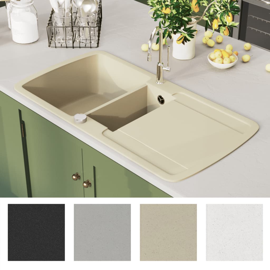 Lavello da Cucina in Granito Vasca Doppia Beige | homemem39