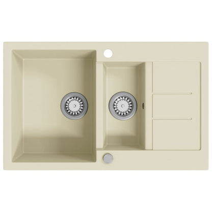 Lavello da Cucina in Granito Vasca Doppia Beige - homemem39