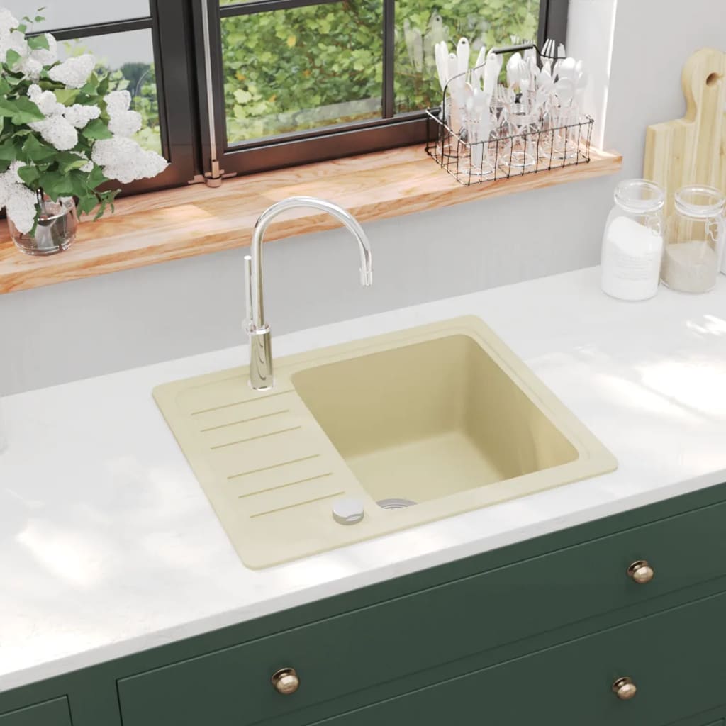 Lavello da Cucina in Granito Vasca Singola Beige | homemem39