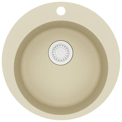 Lavello da Cucina in Granito Vasca Singola Tonda Beige - homemem39