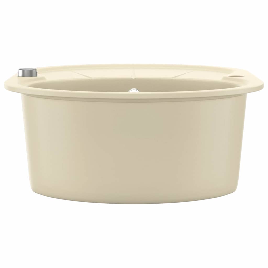 Lavello da Cucina in Granito Vasca Singola Ovale Beige - homemem39