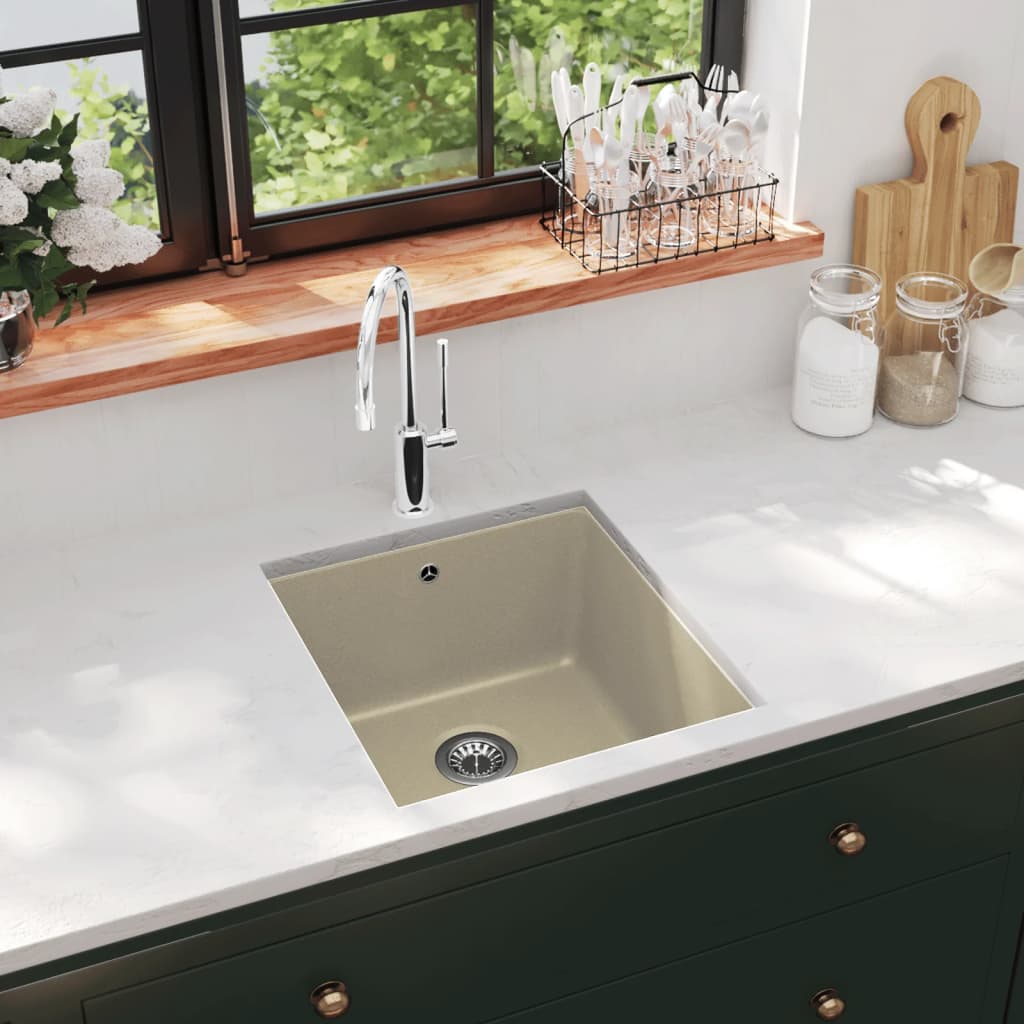 Lavello da Cucina in Granito Vasca Singola Beige | homemem39