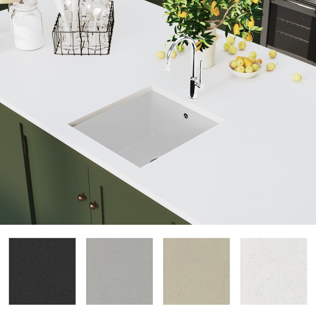 Lavello da Cucina in Granito Vasca Singola Bianco - homemem39