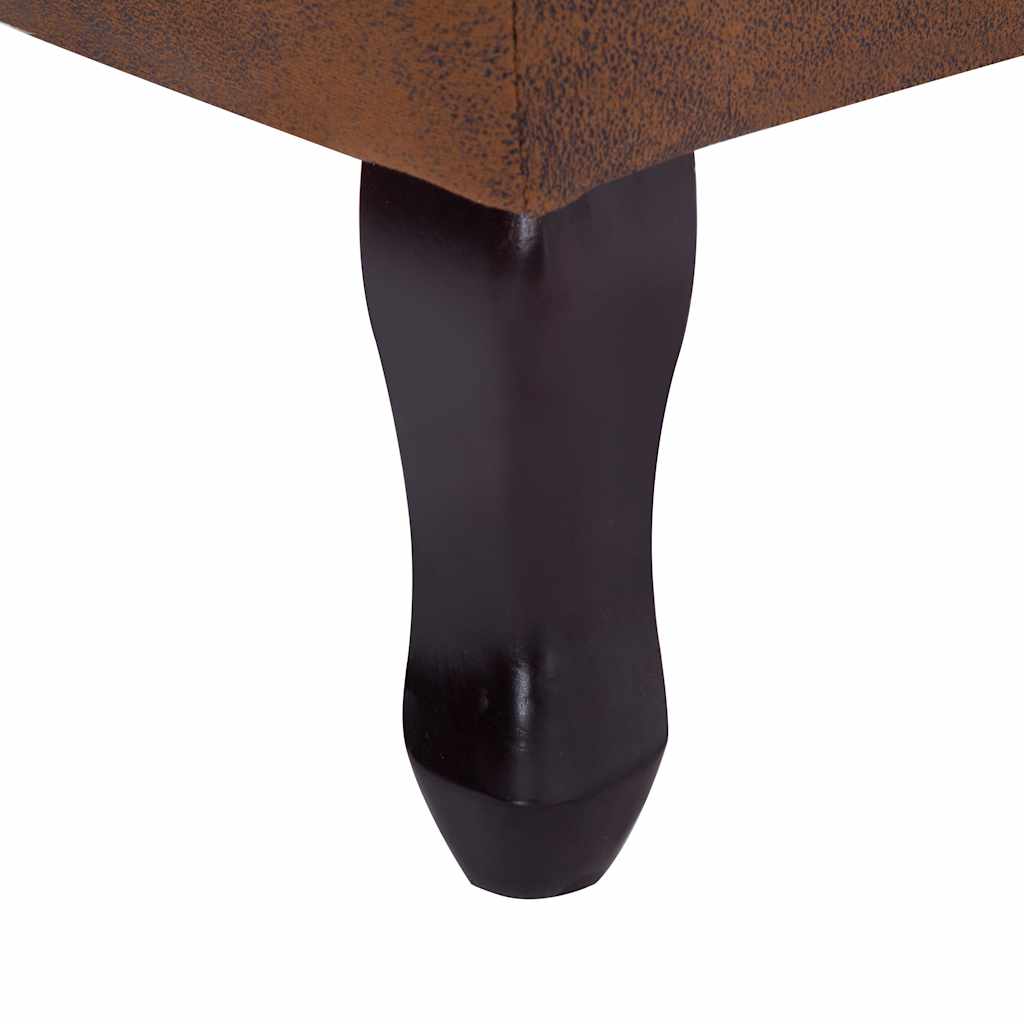 Poltrona Chesterfield Poggiapiedi Marrone Ecopelle Scamosciata | homemem39