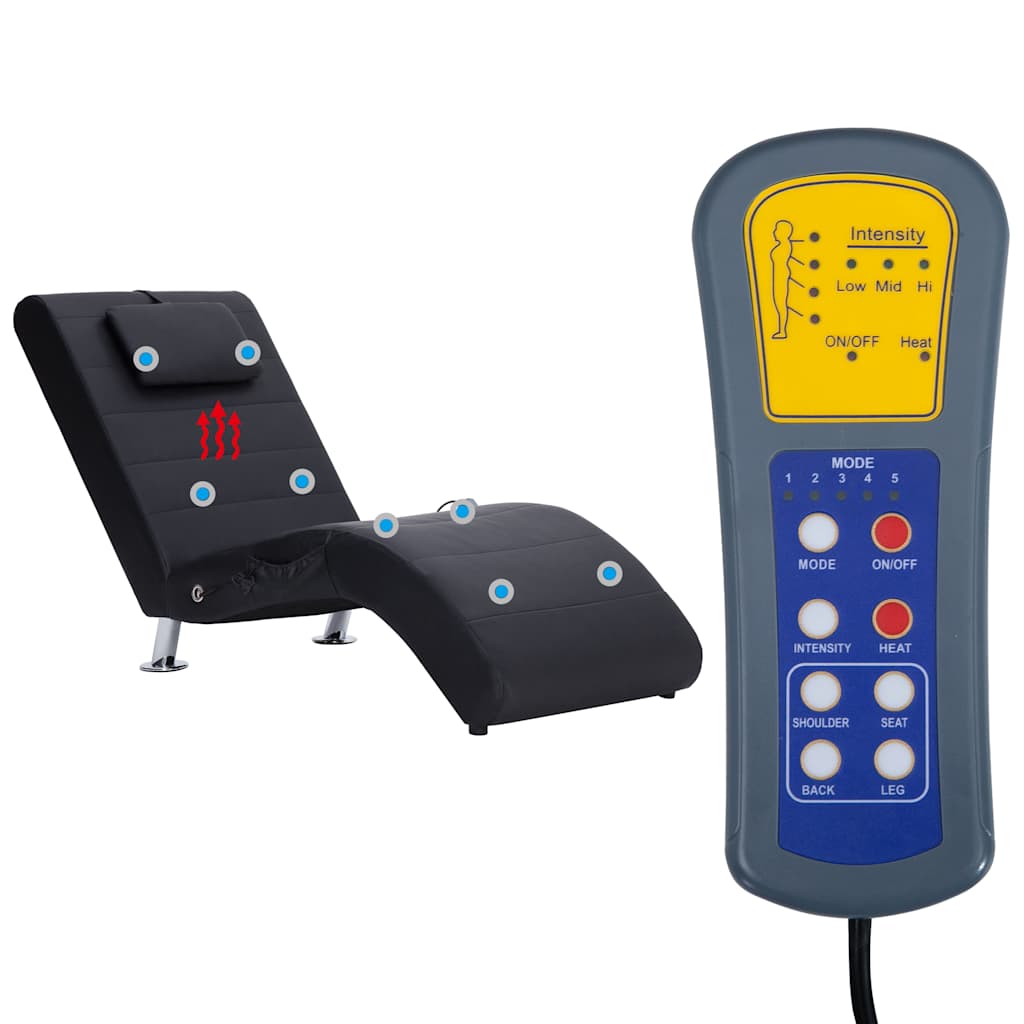 Sdraio Massaggiante con Cuscino Nero in Similpelle - homemem39