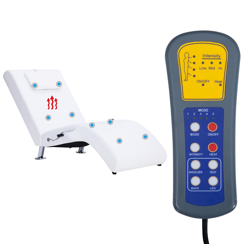 Sdraio Massaggiante con Cuscino Bianco in Similpelle - homemem39