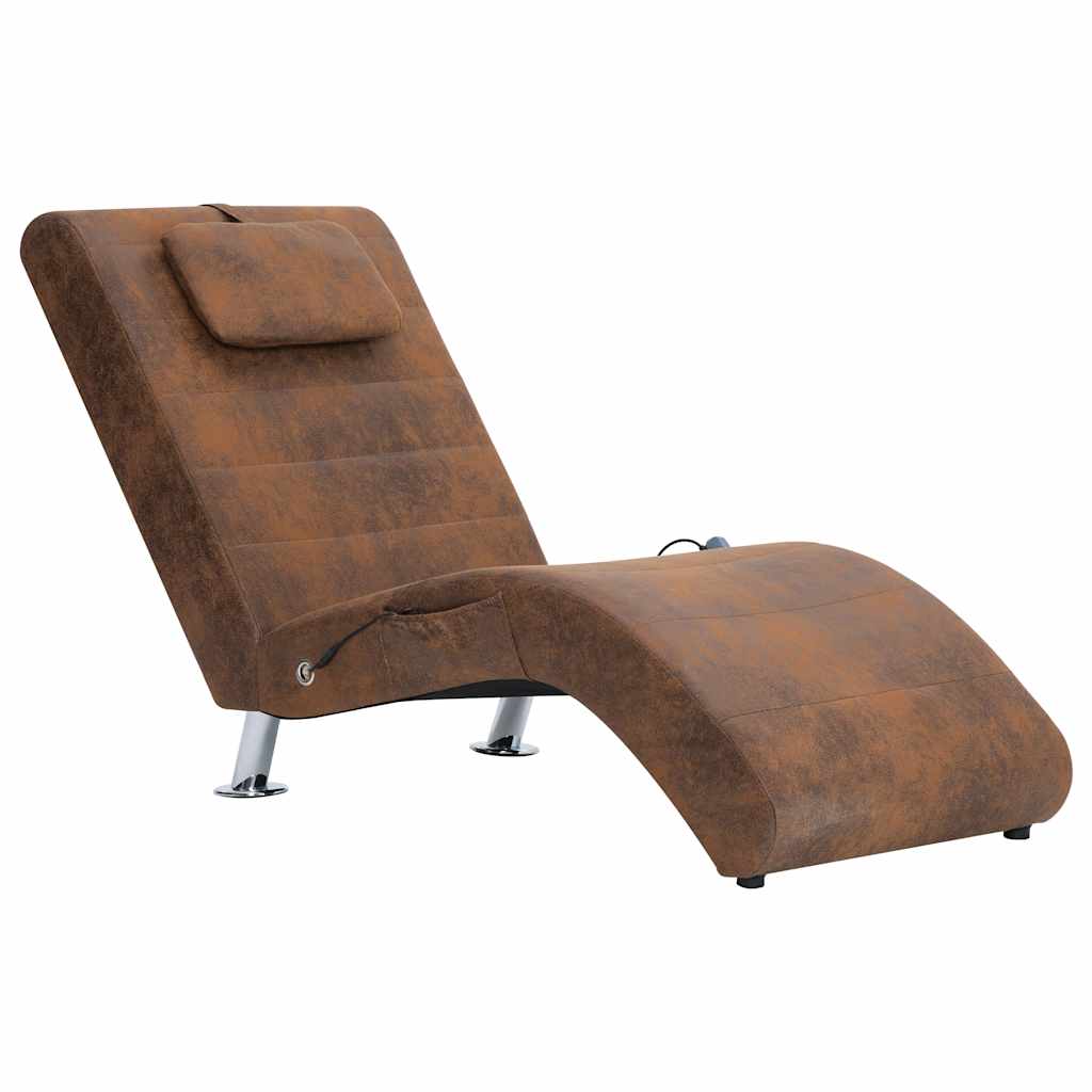Sdraio Massaggiante con Cuscino Marrone Similpelle Scamosciata | homemem39