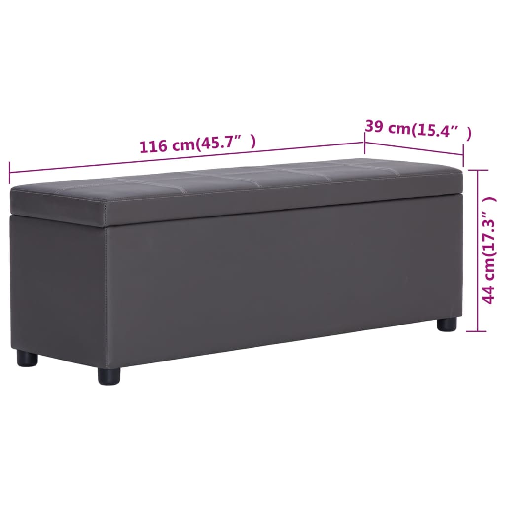Panca con Vano Portaoggetti 116 cm Grigia in Similpelle | homemem39
