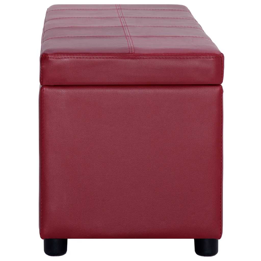 Panca con Vano Portaoggetti 116 cm Rosso Vino in Similpelle