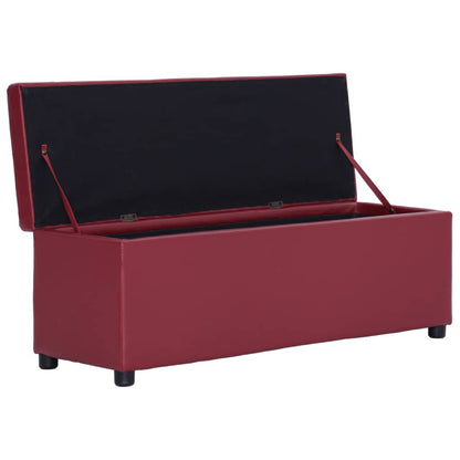 Panca con Vano Portaoggetti 116 cm Rosso Vino in Similpelle | homemem39