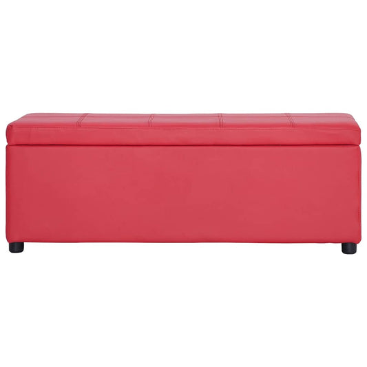 Panca con Vano Portaoggetti 116 cm Rosso in Similpelle